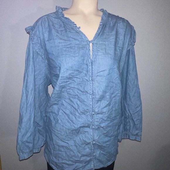 LC Lauren Conrad denim blouse size XXL - Picture 1 of 7
